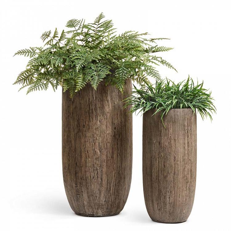 Высокое кашпо Эффектори светлый дуб, L Effectory Wood Tall Pot Oak Large