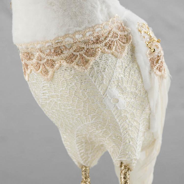 Статуэтка Пушистая сова кремовая с золотом Furry Lace Owl Cream Gold