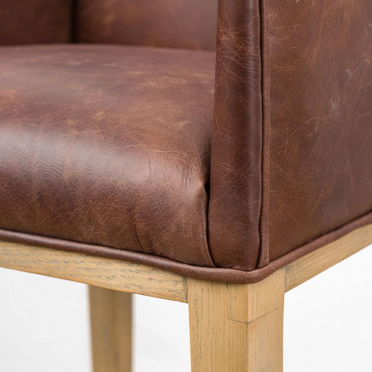 Барный стул с подлокотниками Маргарита, светлые ножки Margarita Barstool With Arms, Oak Brown