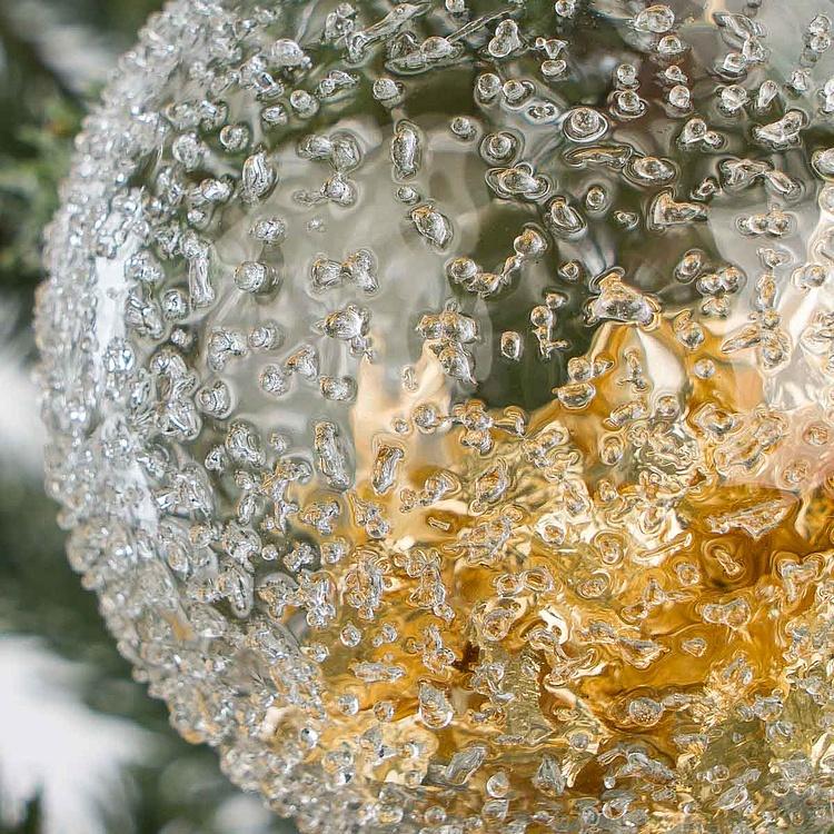 Набор из трёх стеклянных ёлочных игрушек с золотой фольгой внутри Set Of 3 Glass Crush Foil Ball Clear Gold 8 cm