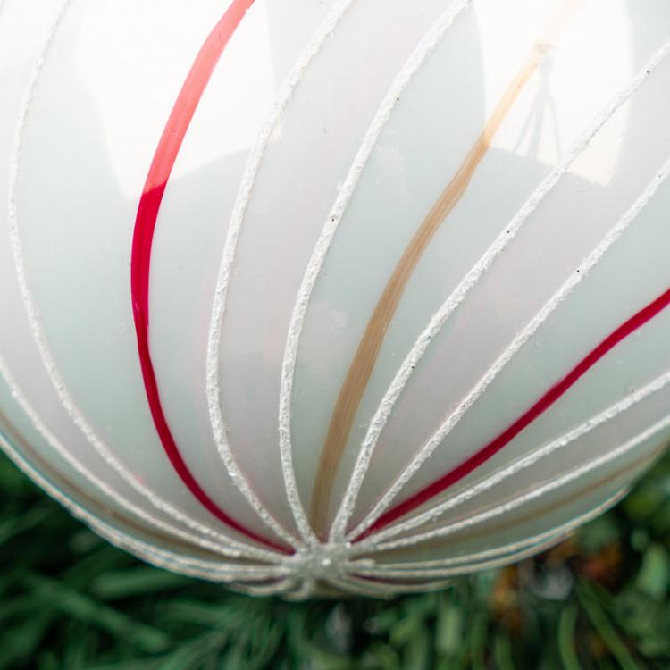 Ёлочный шар с узкими полосками 1 Glass Candy Stripe Ball 1 Pink 8 cm