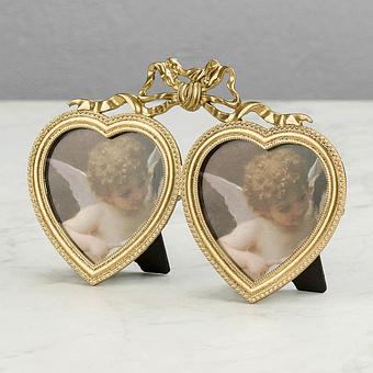 Double Heart Golden Photo Frame