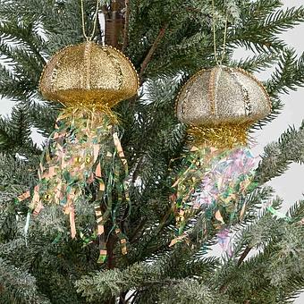 Set Of 2 Tinsel Iron Jellyfish Gold Champagne 19 cm