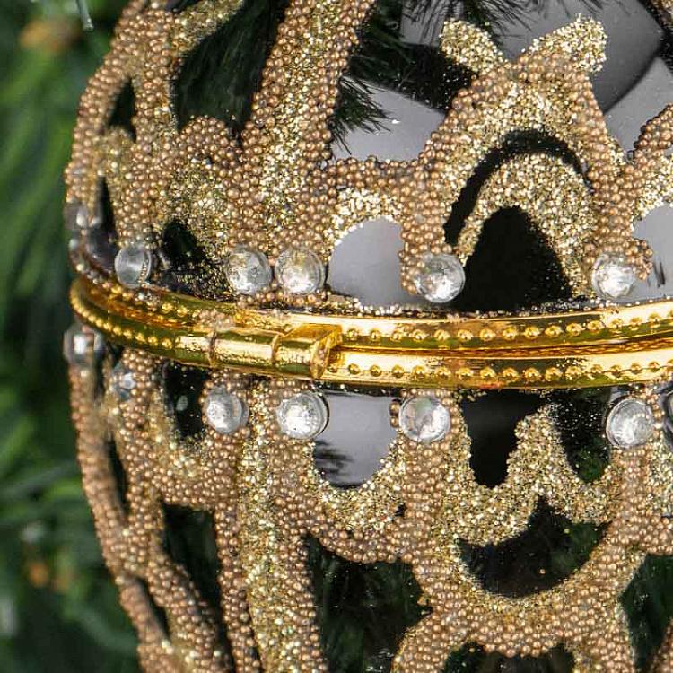 Ёлочная игрушка-шкатулка Чёрно-золотое яйцо Xmas Egg Box Black And Gold 9 cm