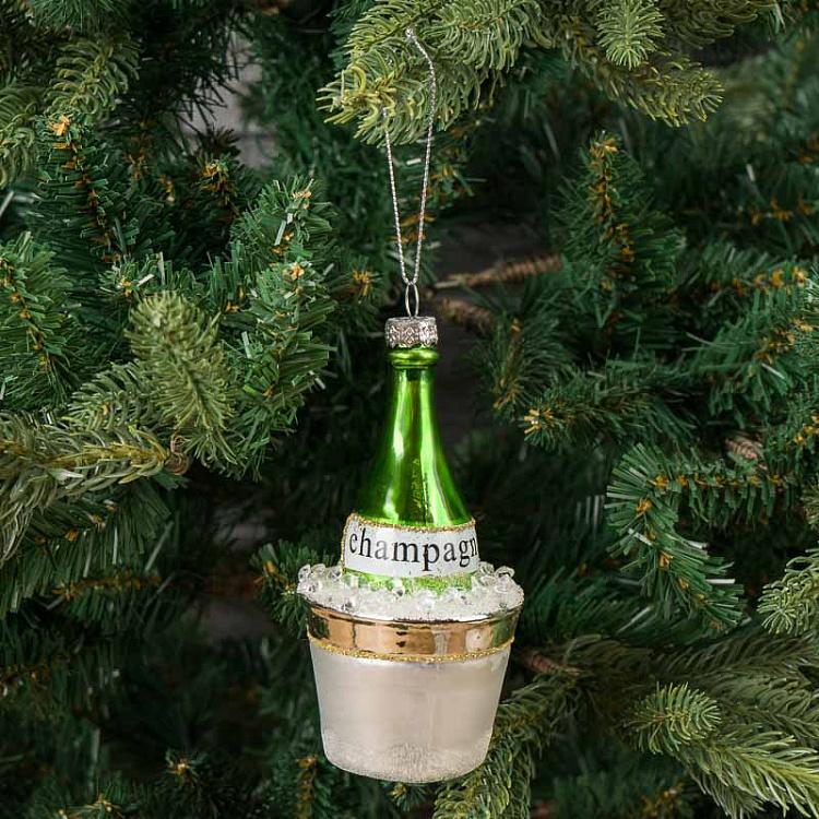 Ёлочная игрушка Шампанское в ведре со льдом Glass Hanger Champagne Cooler 14,5 cm
