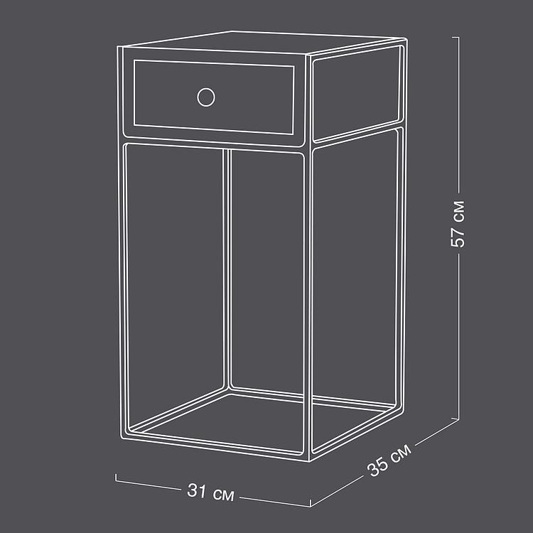 Чёрная прикроватная тумба с ящиком Black Bedside Table With Drawer