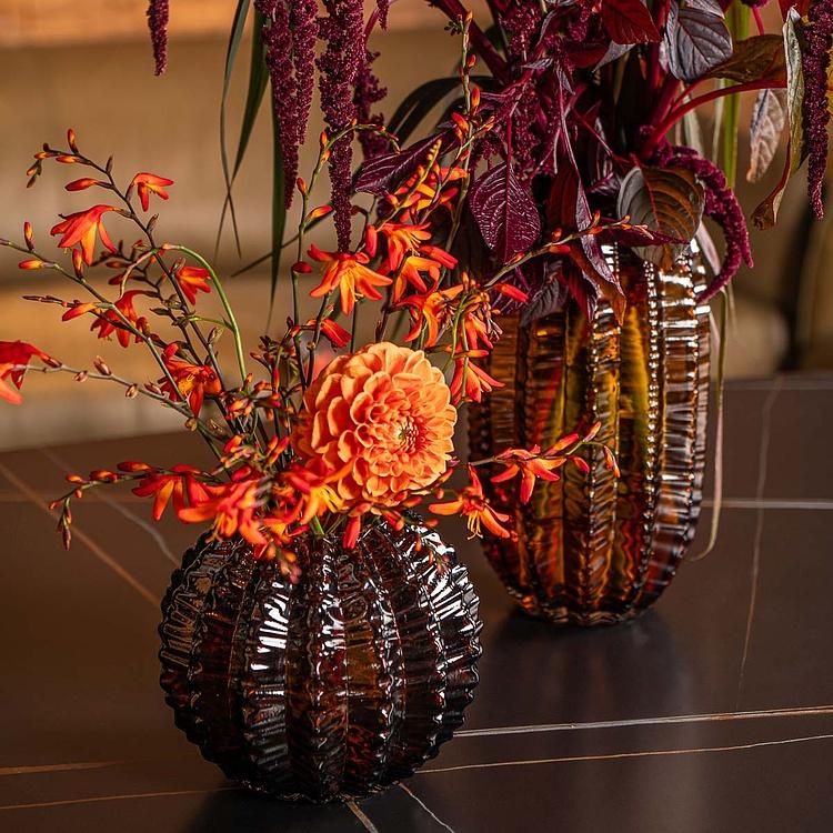 Ваза янтарного цвета Кактус, L Cactus Shape Amber Glass Vase Large