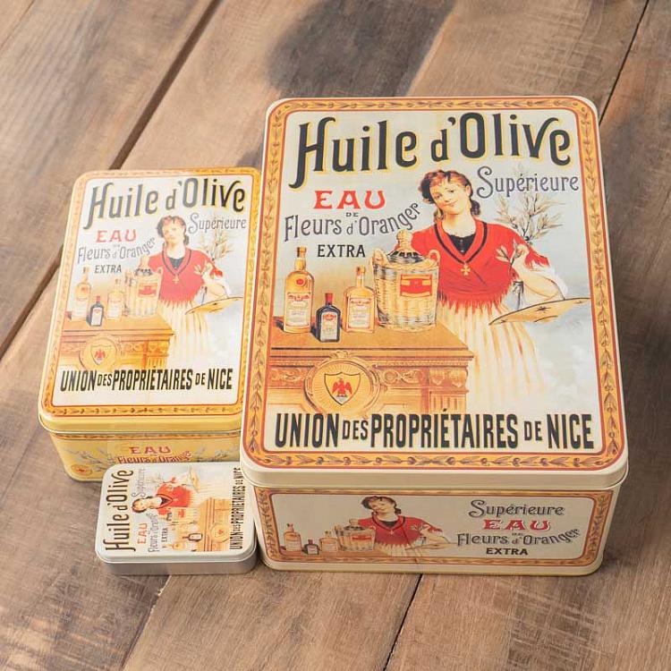 Жестяная коробка Оливковое масло, M Huile D'Olive Metal Box Medium