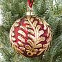 Ёлочная игрушка Gold Leaves Ball Red 10 cm