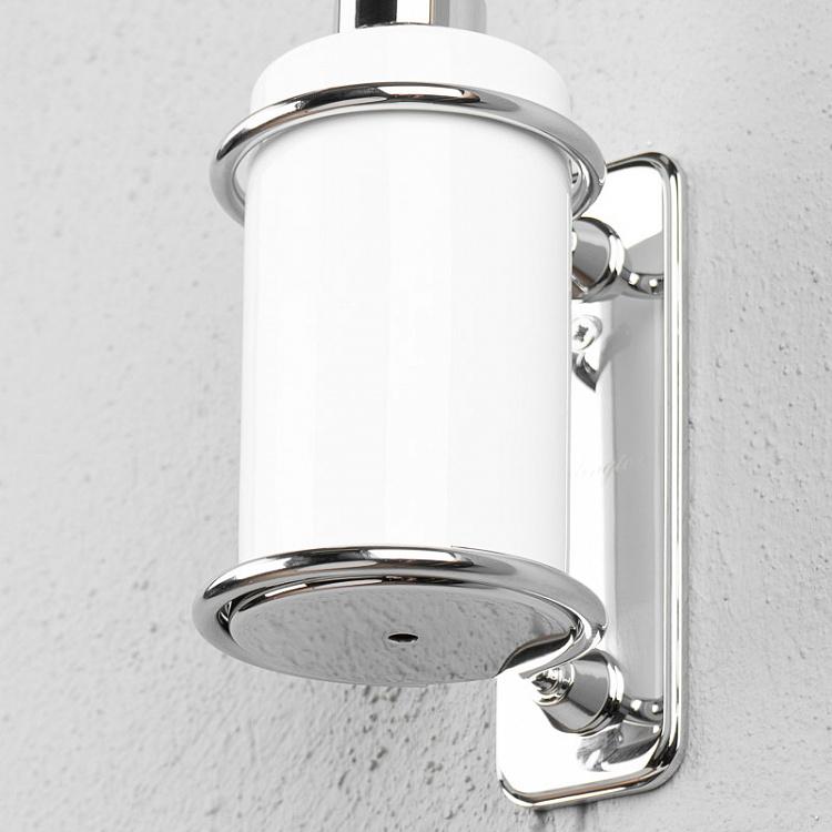 Настенный белый дозатор для жидкого мыла в подставке цвета хром Single Soap Dispenser Chrome