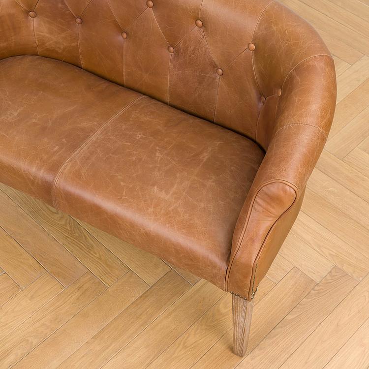 Двухместный кожаный диван Маршал, песочные ножки Marshall 2 Seater, Oak Sandwashed Leather