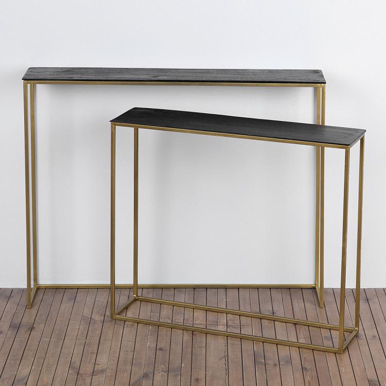 Комплект из двух консольных столов из дерева манго Set Of 2 Consoles Mango And Antique Gold