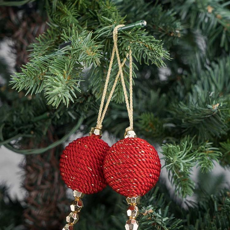 Гирлянда с золотыми бусинами и красными шарами Gold Beads With Red Balls 180 cm