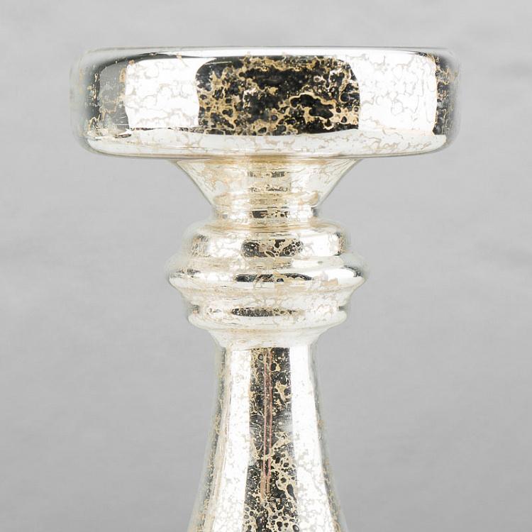 Набор из трёх подсвечников цвета шампань Set Of 3 Glass Antique Candle Holder Silver Champagne