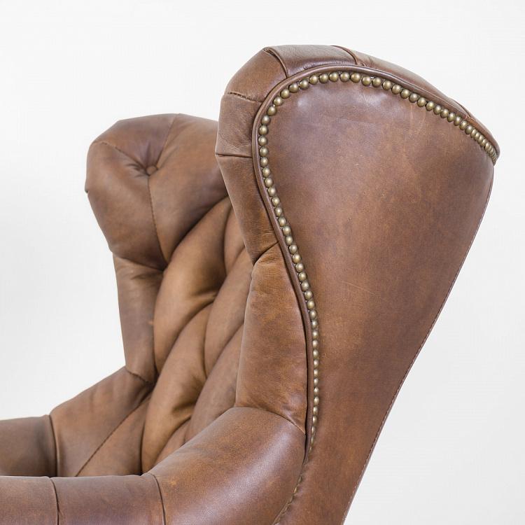 Рабочее кресло Канцлер, красно-коричневое дерево Chancellor Armchair, Red Brown Wood D