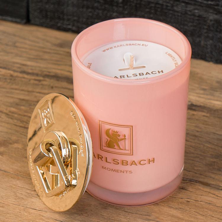 Аромасвеча в розовом стакане с золотой крышкой Кактус Aroma Candle In Pink Glass With Gold Lid Cactus