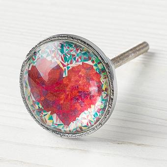 Мебельная ручка Geometric Heart Metal Glass Knob