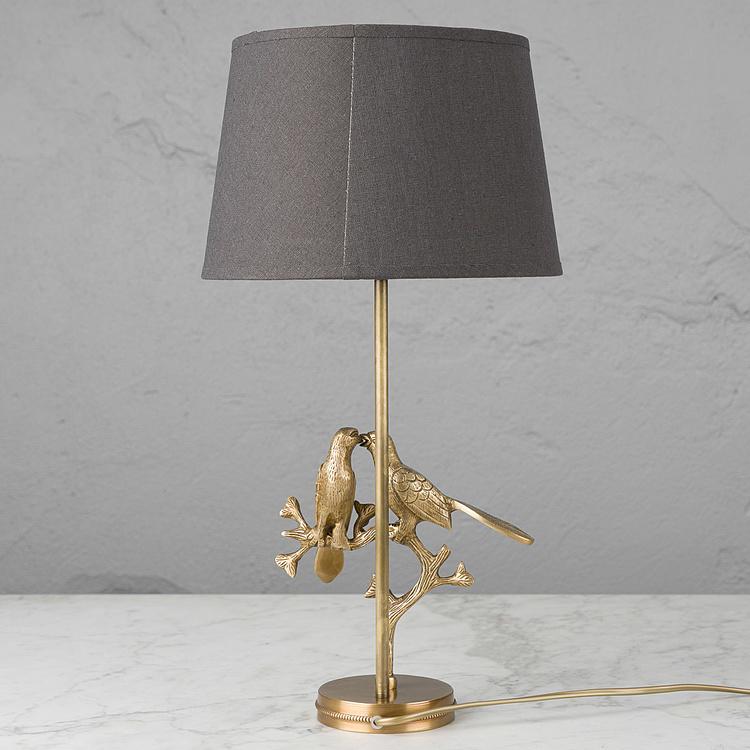 Настольная лампа с серым абажуром Две птицы Table Lamp With Gray Shade Two Birds