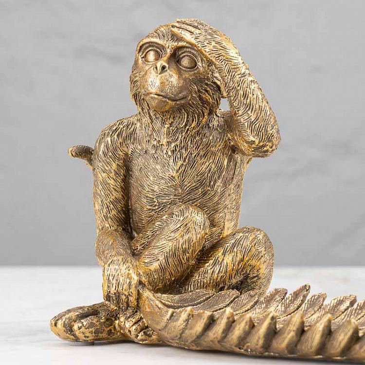 Подставка для мелочей и украшений Обезьяна с листом Golden Monkey With Leaf Trinket Tray