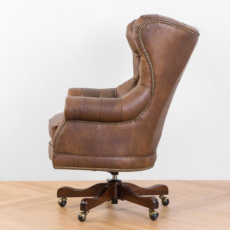 Рабочее кресло Канцлер, красно-коричневое дерево Chancellor Armchair, Red Brown Wood D