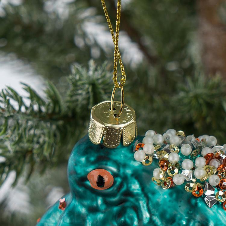 Набор из двух ёлочных игрушек Осьминоги на шарах Set Of 2 Glass Octopus On Ball Blue Pink 10,5 cm