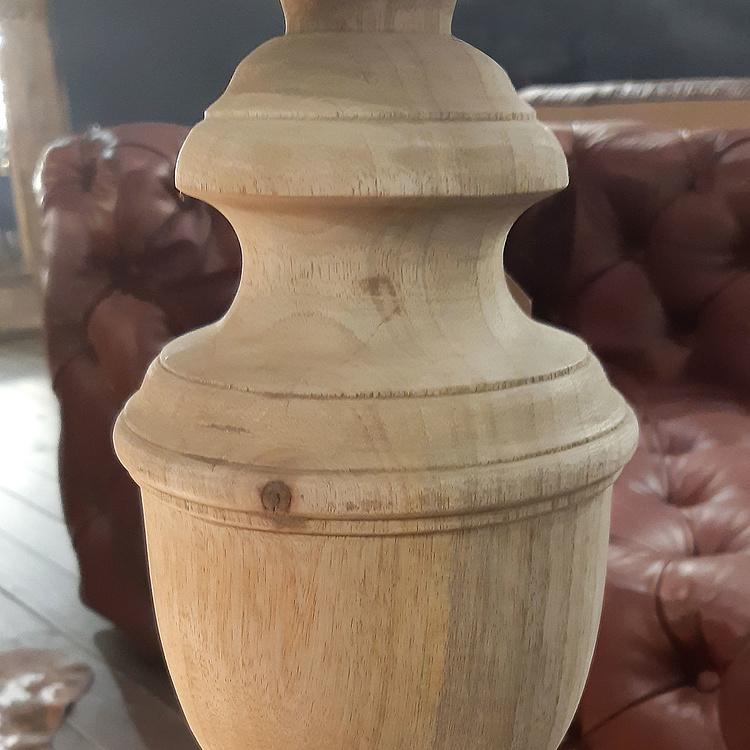 Настольная лампа с льняным абажуром Дерево манго Mango Wood Table Lamp With Shade In Linen Elephant