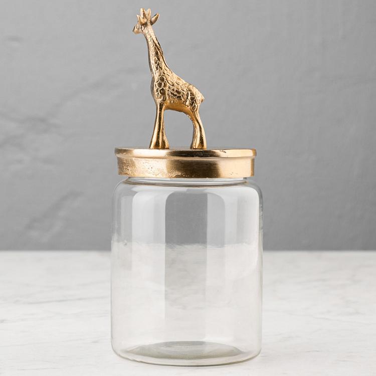 Ёмкость для хранения Золотой жираф Decorative Jar With Giraffe Figure Gold
