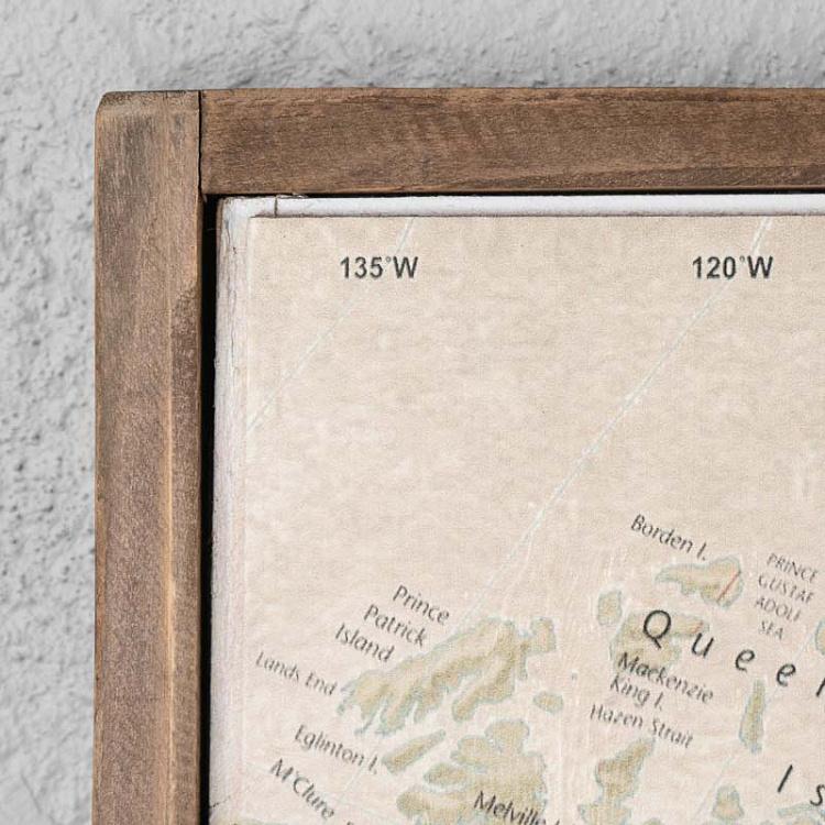 Винтажная картина-принт из четырёх частей Карта мира Set Of 4 Panels Wood Vintage Worldmap