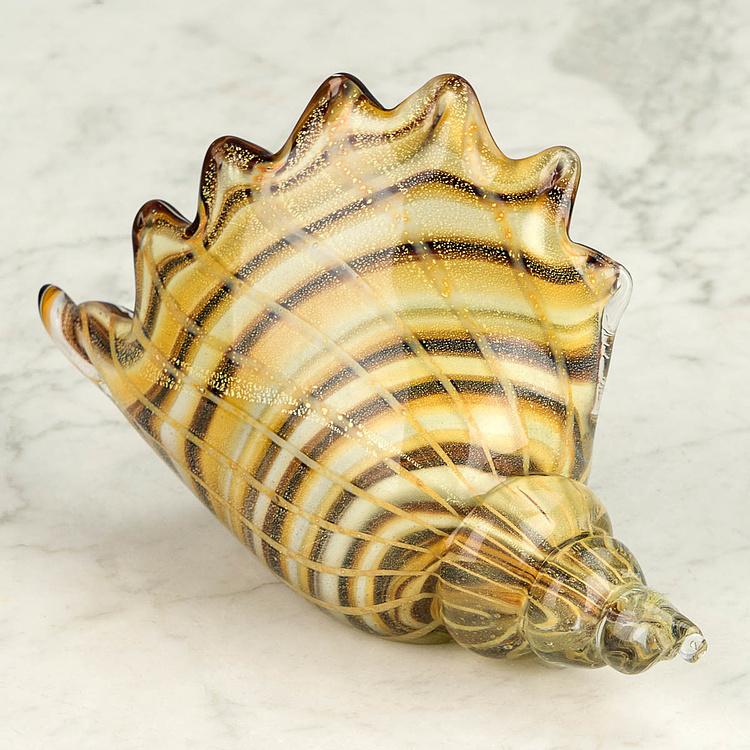 Пресс-папье Стеклянная коричнево-жёлтая ракушка Shell Glass Paperweight Brown