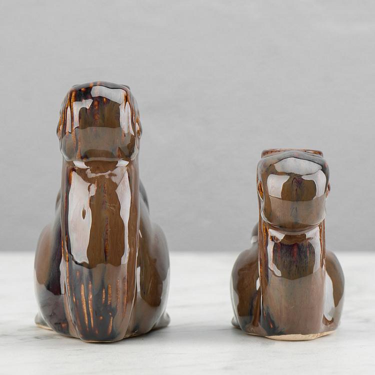 Набор из двух керамических подсвечников Белки Set Of 2 Stoneware Squirrel Candle Holder Brown