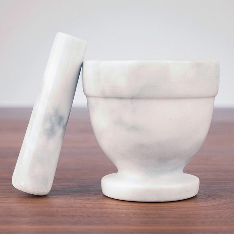 Светло-серая мраморная ступка с пестиком Скандинавия Nordic Mortar And Pestle Grey