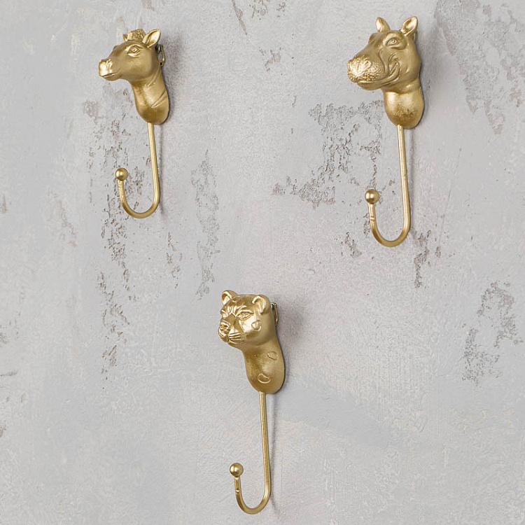 Набор из трёх золотых крючков с животными Set Of 3 Hooks Animals Gold