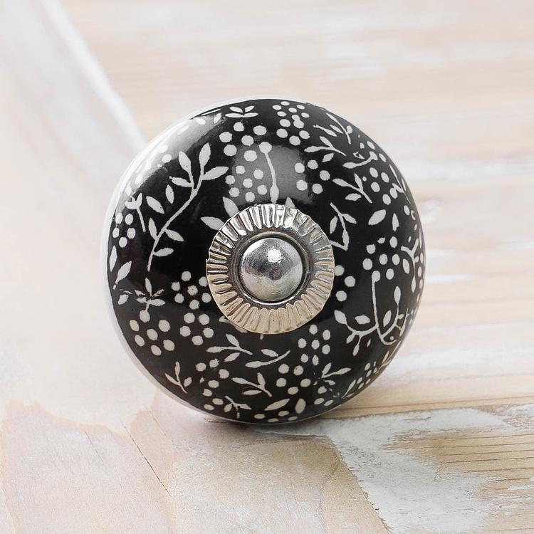 Керамическая мебельная ручка Чёрный луг Black Meadow Round Ceramic Knob