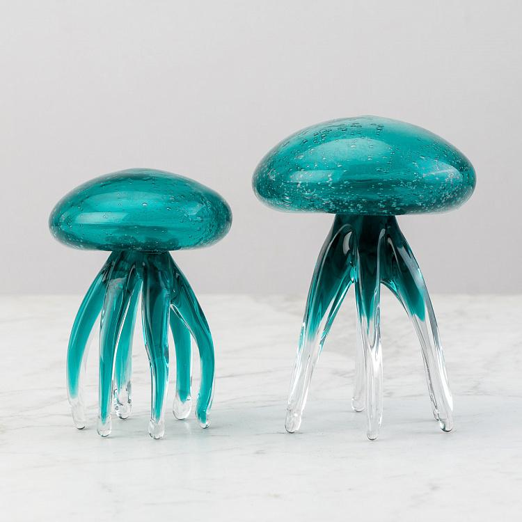 Статуэтка Стеклянная бирюзовая медуза, S Glass Turquoise Jellyfish Small