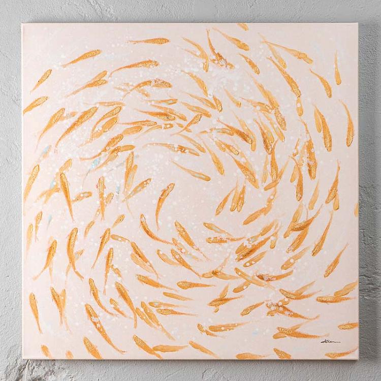 Картина акрилом на холсте Золотые рыбы Canvas Acrylic Painting Goldfish