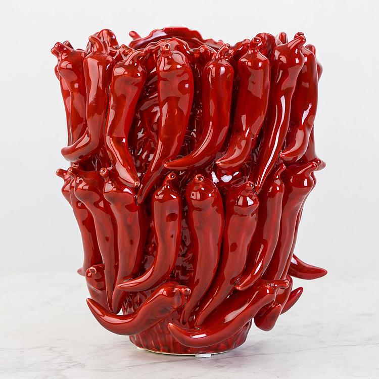 Красная ваза Перцы Чили, L Chili Bordeaux Red Vase Large