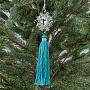 Новогодняя подвеска Silver-Blue Rhinestones Pendant With Tassel 20 cm