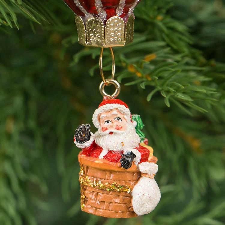 Ёлочная игрушка Воздушный шар Москва Glass Moscow Santa Balloon 14 cm