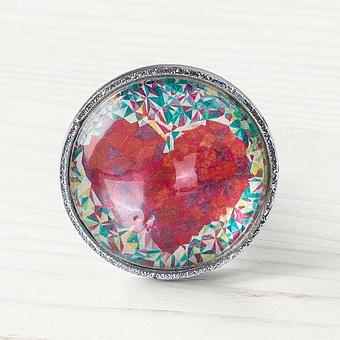 Мебельная ручка Geometric Heart Metal Glass Knob