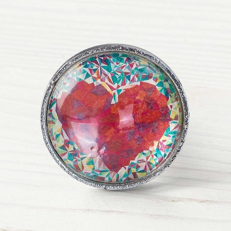 Стеклянная мебельная ручка Геометрическое сердце Geometric Heart Metal Glass Knob