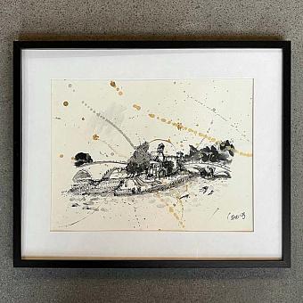 Isola Tiberina Drawing With Gold