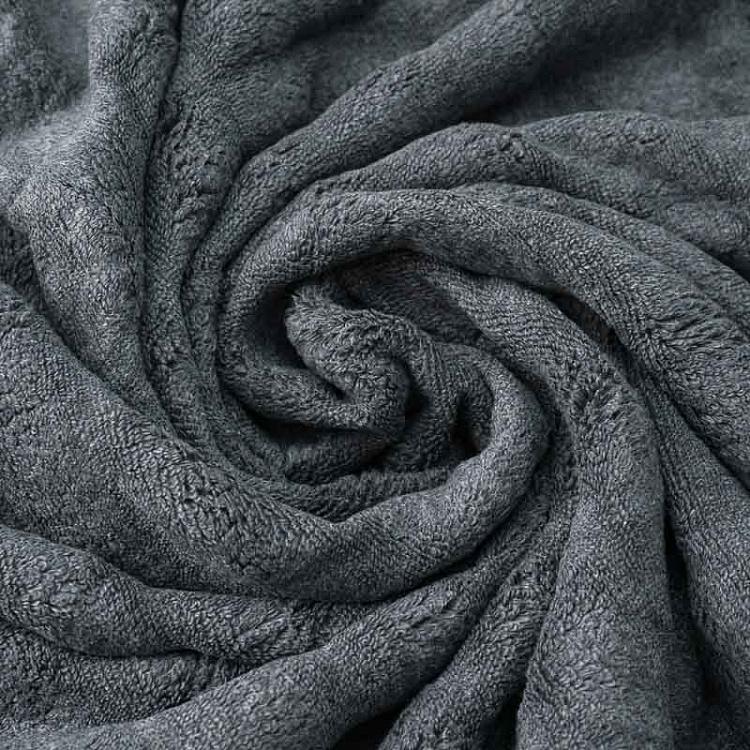 Антрацитово-серое ребристое махровое банное полотенце Пепел 100x150 см Ash Ribbed Body Towel Anthracite 100x150 cm
