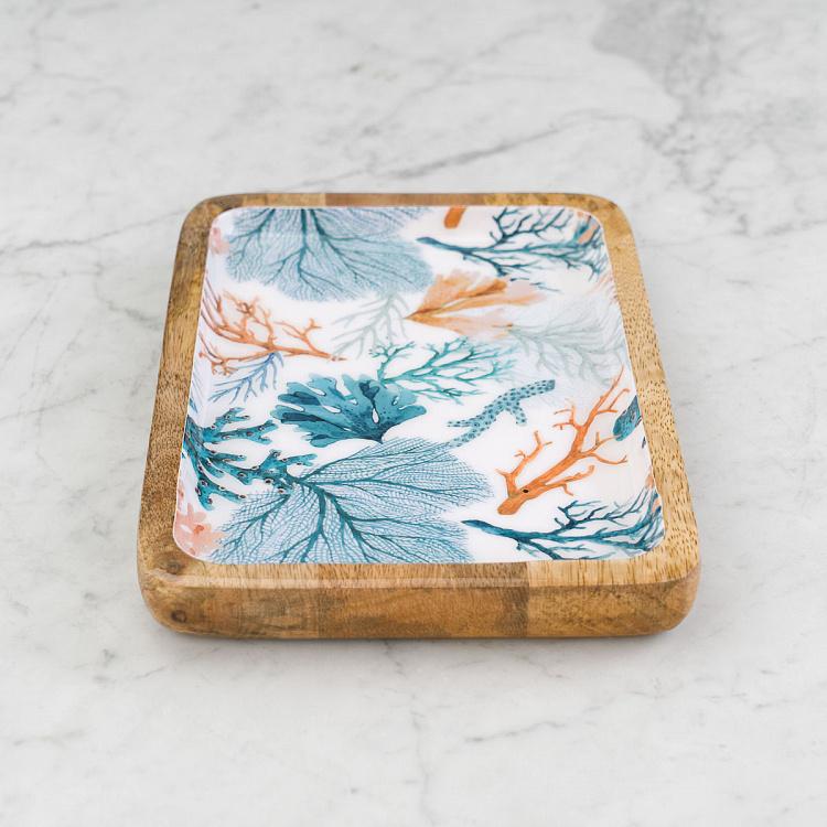 Прямоугольная сервировочная тарелка из дерева манго Кораллы, S Coral Mango Wood Rectangle Serving Plate Small