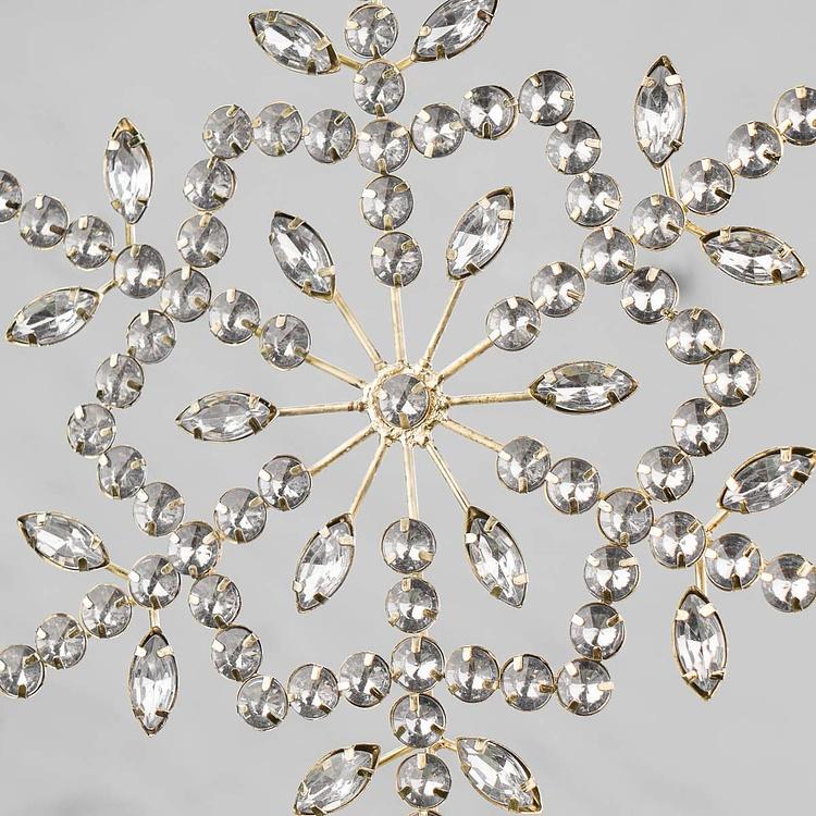 Верхушка на ёлку со стразами и золотой оправой Снежинка Jewel Snowflake Topper Gold 27 cm