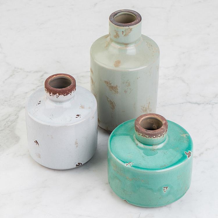 Низкая белая керамическая мини-ваза Бутыль Bottle Vase White Low