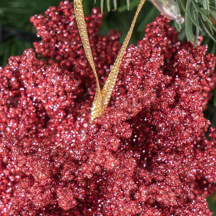 Набор из двух ёлочных игрушек Кораллы в блёстках Set Of 2 Glitter Coral Balls Pink/Gold 10 cm