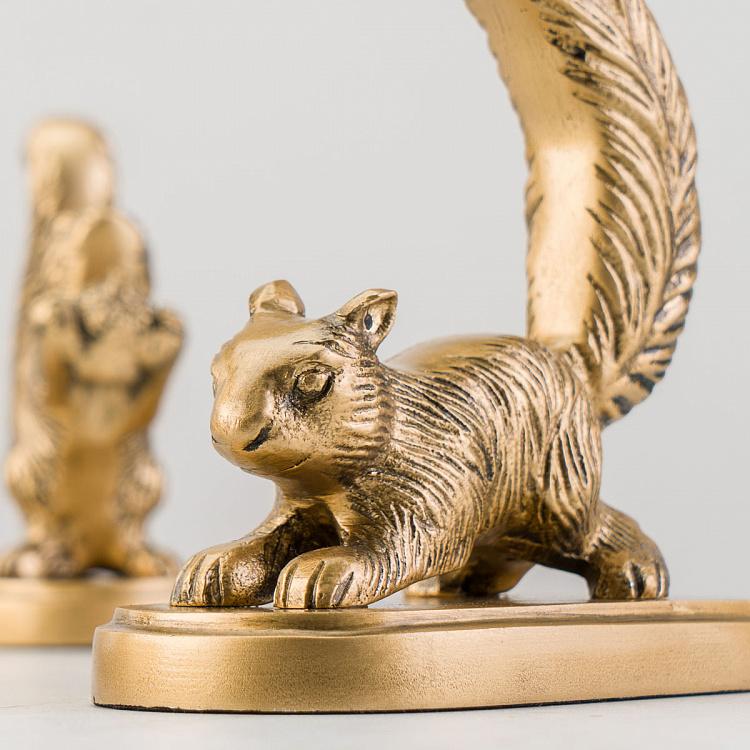 Набор из двух держателей для книг Золотистые белки Bookend Golden Squirrels