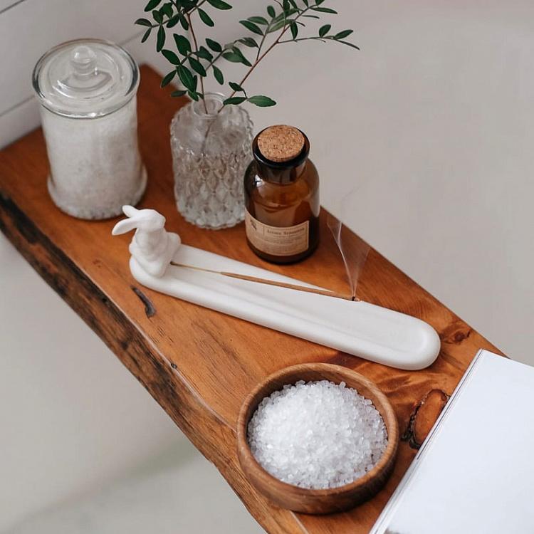 Подставка для благовоний цвета слоновой кости Медитирующий кролик Meditating Rabbit Incense Stand Ivory