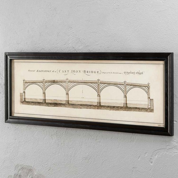 Картина-принт Железный мост со светлым фоном, S Architectural Iron Bridge Natural Small