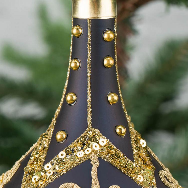 Ёлочная игрушка Синий кулон с золотым узором Pendant Blue Gold 13 cm